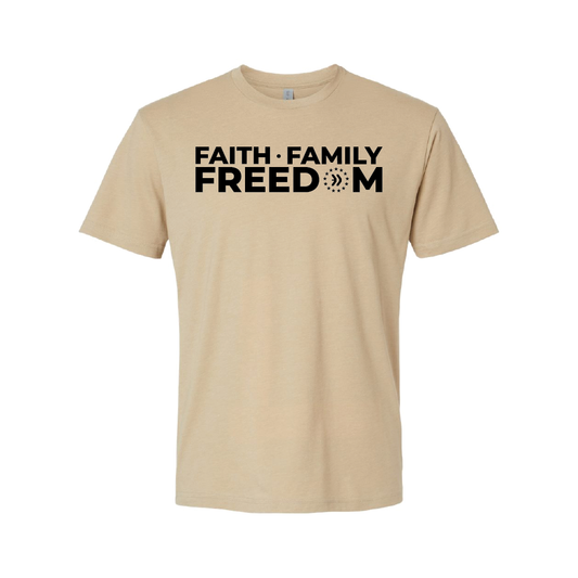 Faith Family Freedom T Shirt - Heather Tan